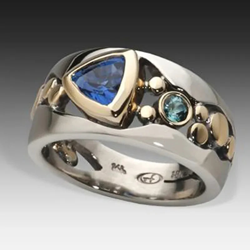 Vintage modrý křišťálový prsten