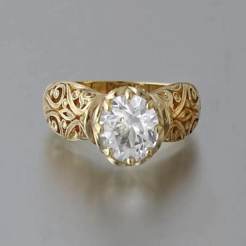 Zlatý bílý křišťálový prsten