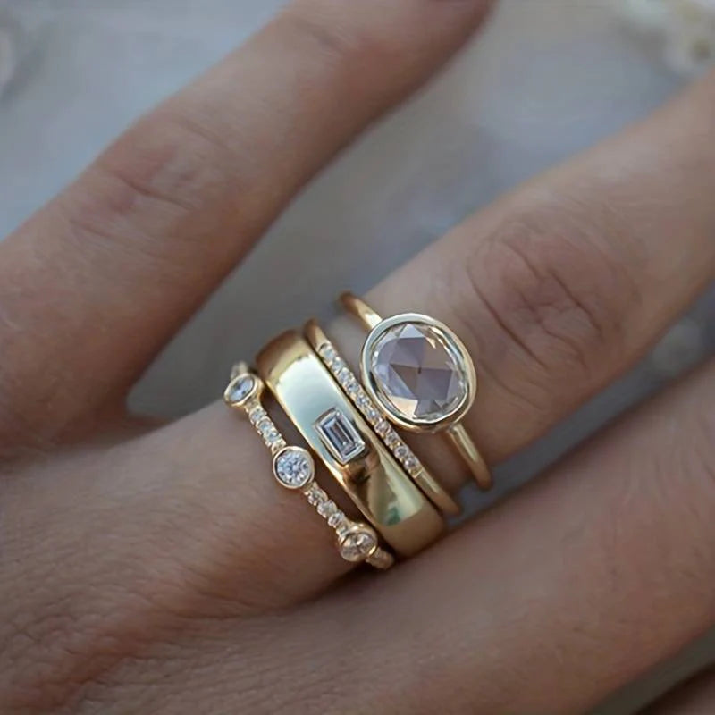 Vintage zlatý a zirkonový prsten