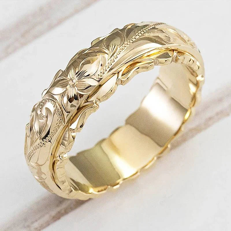 Vintage zlatý květinový prsten