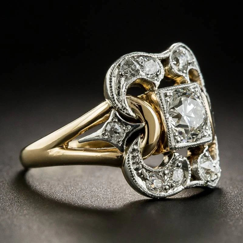 Vintage zlatý & barevné krystaly prsten