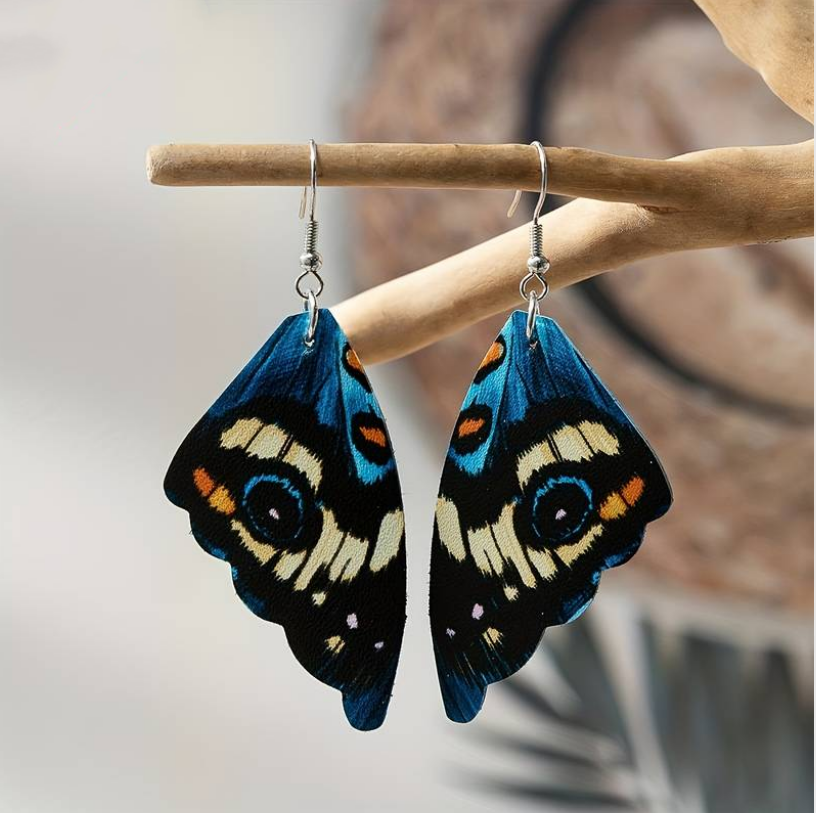 Vintage náušnice s exotickými motýlími křídly