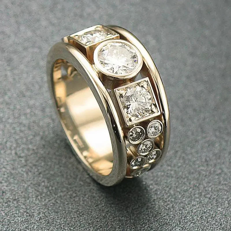 Vintage zlatý prsten se zirkony