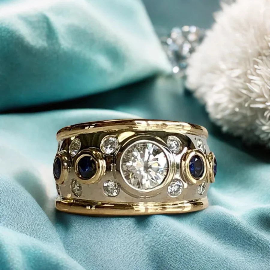 Vintage pozlacený prsten se zirkonovou vložkou