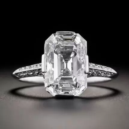 Vintage bílé sklo stříbrný prsten